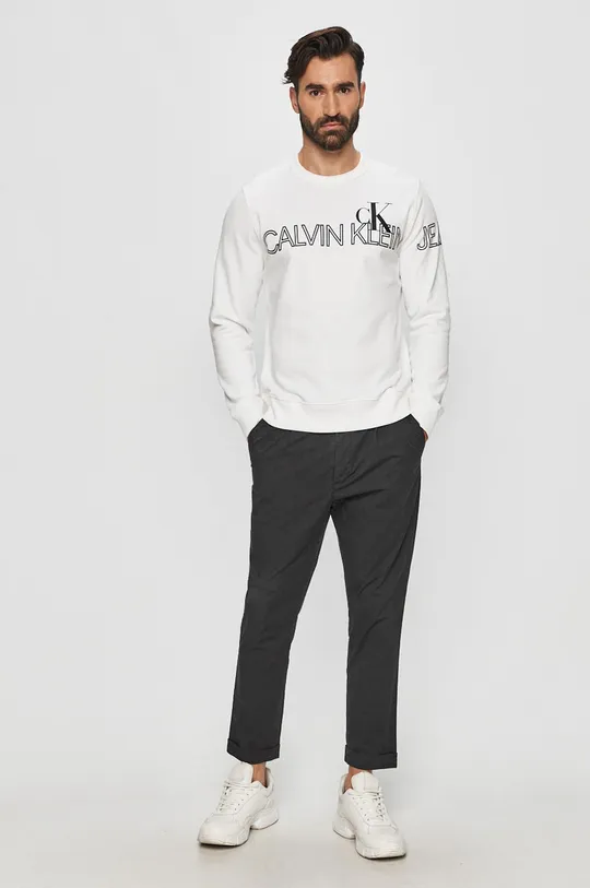 Calvin Klein Jeans - Bavlnená mikina biela