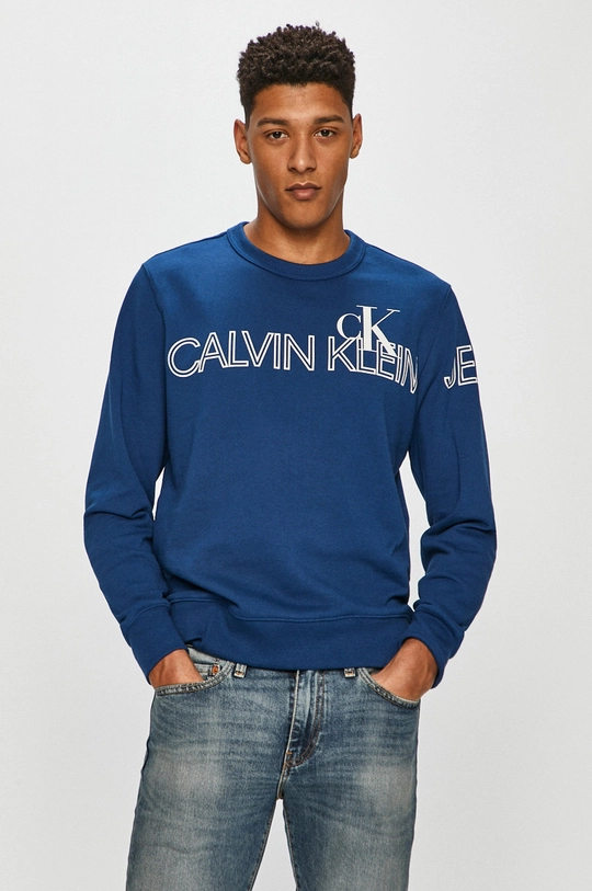 modrá Calvin Klein Jeans - Bavlnená mikina Pánsky