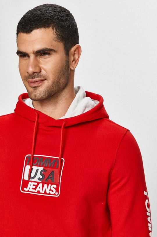 crvena Tommy Jeans - Pamučna majica Muški