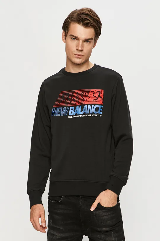 czarny New Balance - Bluza MT03509BK Męski