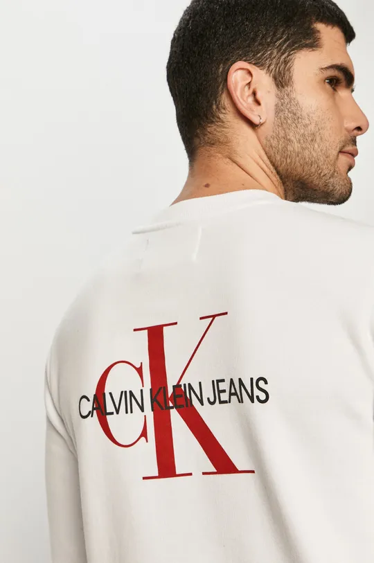 biały Calvin Klein Jeans - Bluza bawełniana J30J319226 Męski