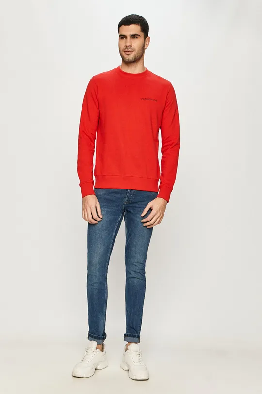 Calvin Klein Jeans - Bavlnená mikina červená