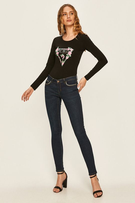 Guess Jeans - Tričko s dlouhým rukávem černá