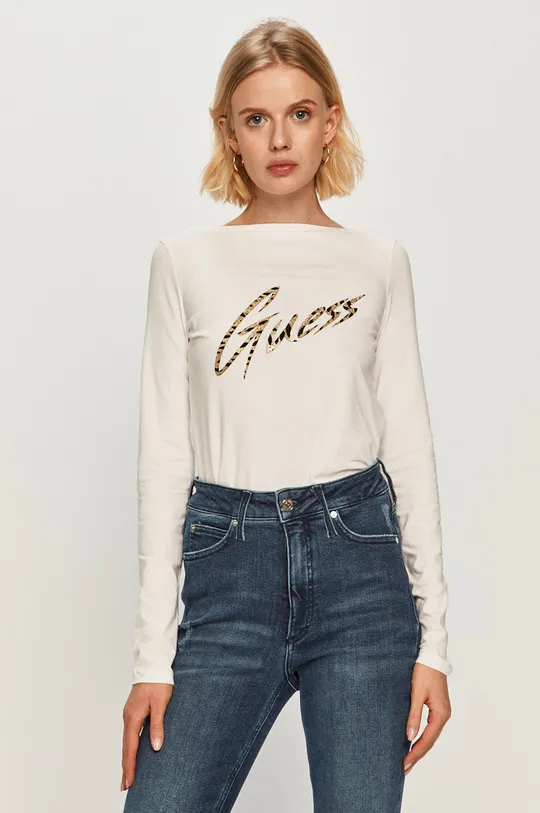 biela Guess Jeans - Tričko s dlhým rukávom Dámsky