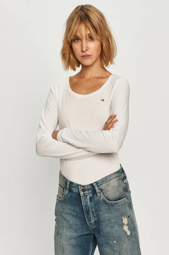 biela Calvin Klein - Tričko s dlhým rukávom Dámsky