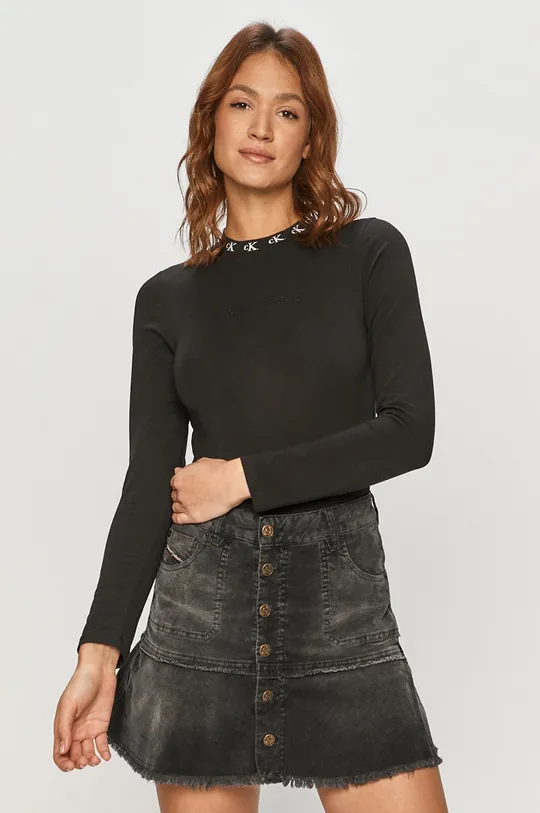 čierna Calvin Klein Jeans - Tričko s dlhým rukávom Dámsky