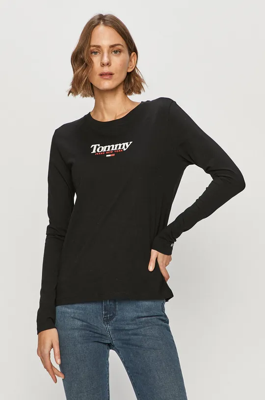 čierna Tommy Jeans - Tričko s dlhým rukávom Dámsky