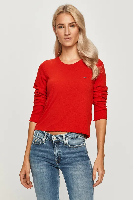 Tommy Jeans - Tričko s dlhým rukávom červená
