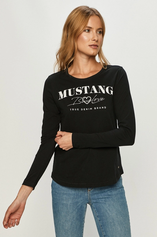 Mustang - Longsleeve bumbac negru 1009838.4142