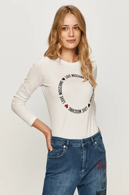 biela Love Moschino - Tričko s dlhým rukávom Dámsky