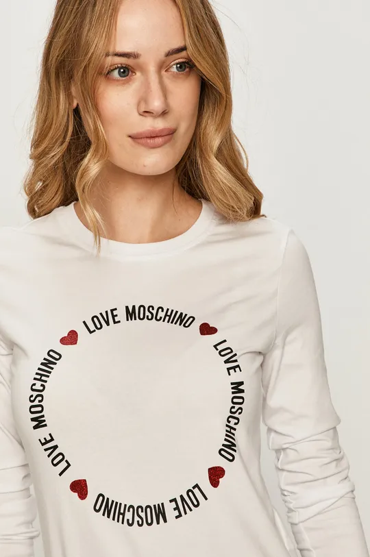 biela Love Moschino - Tričko s dlhým rukávom
