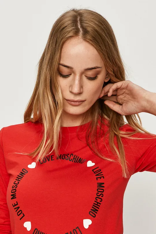 červená Love Moschino - Tričko s dlhým rukávom