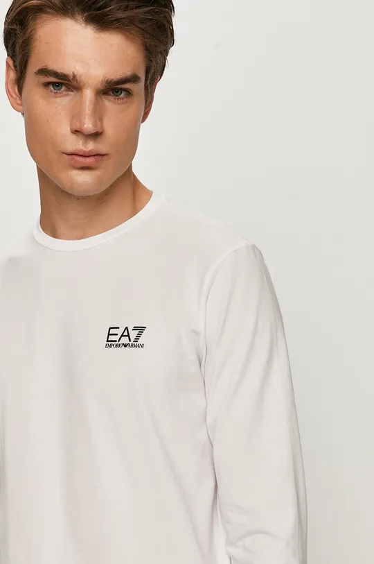 biela Tričko s dlhým rukávom EA7 Emporio Armani