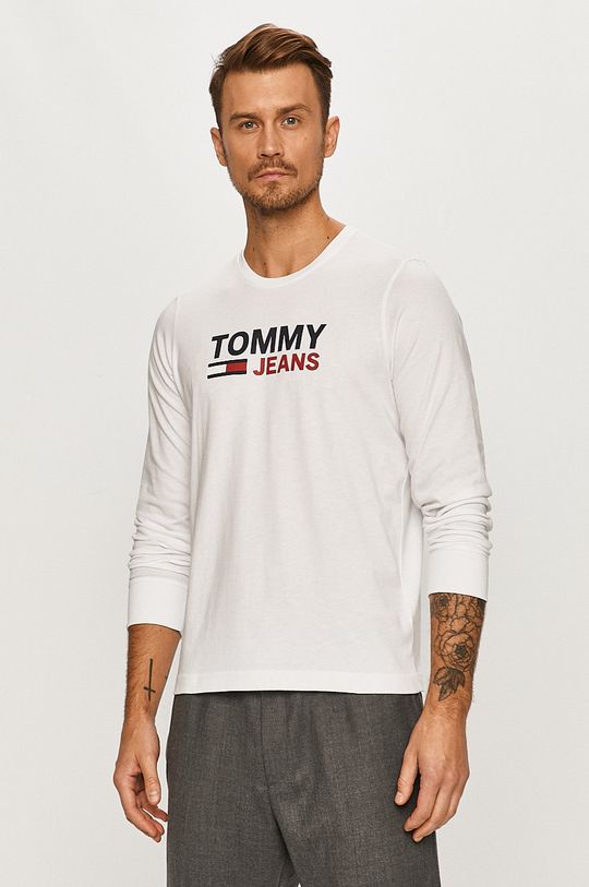 biały Tommy Jeans - Longsleeve DM0DM09487 Męski