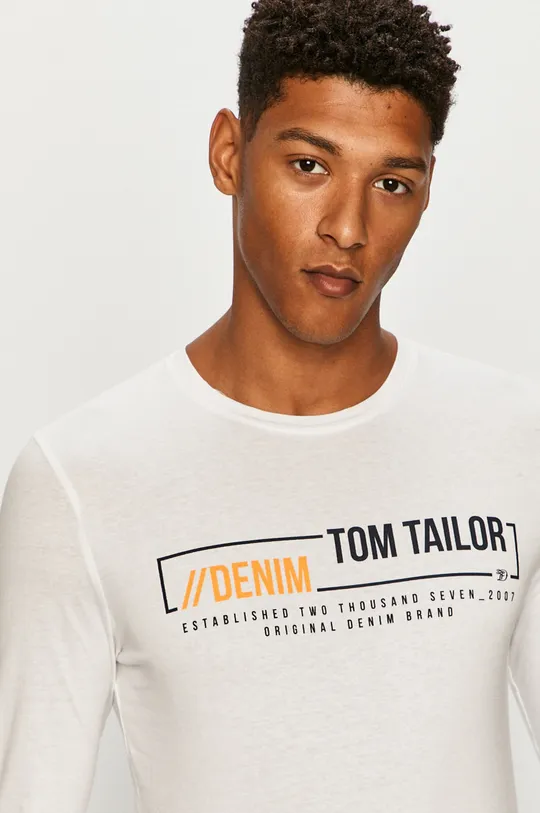 biela Tom Tailor Denim - Tričko s dlhým rukávom Pánsky