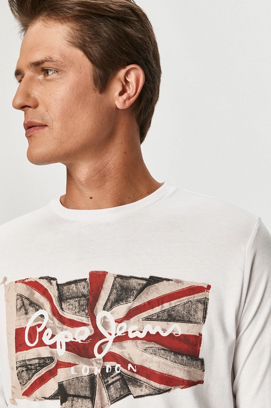 biały Pepe Jeans - Longsleeve Flag Logo