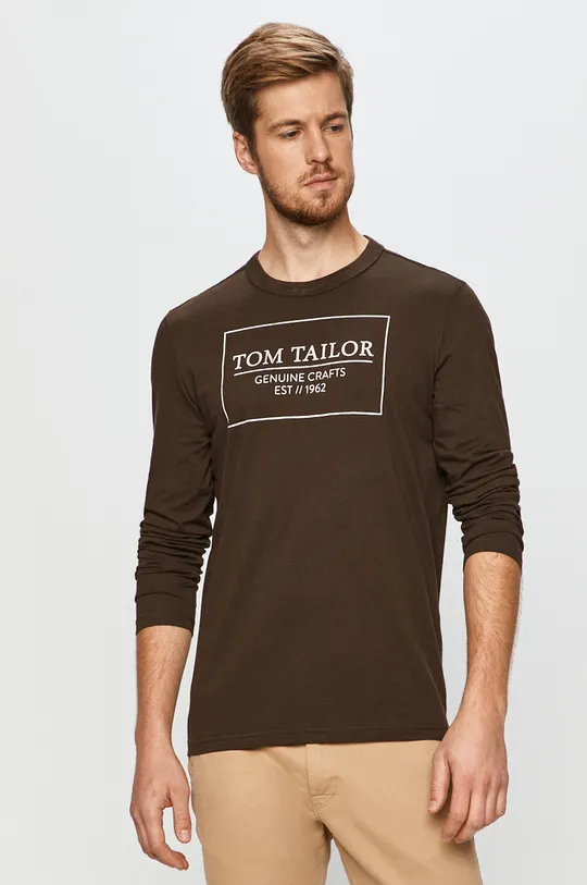 hnedá Tom Tailor Denim - Tričko s dlhým rukávom Pánsky