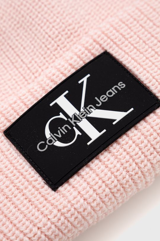 Vlněný klobouk Calvin Klein Jeans pastelově růžová