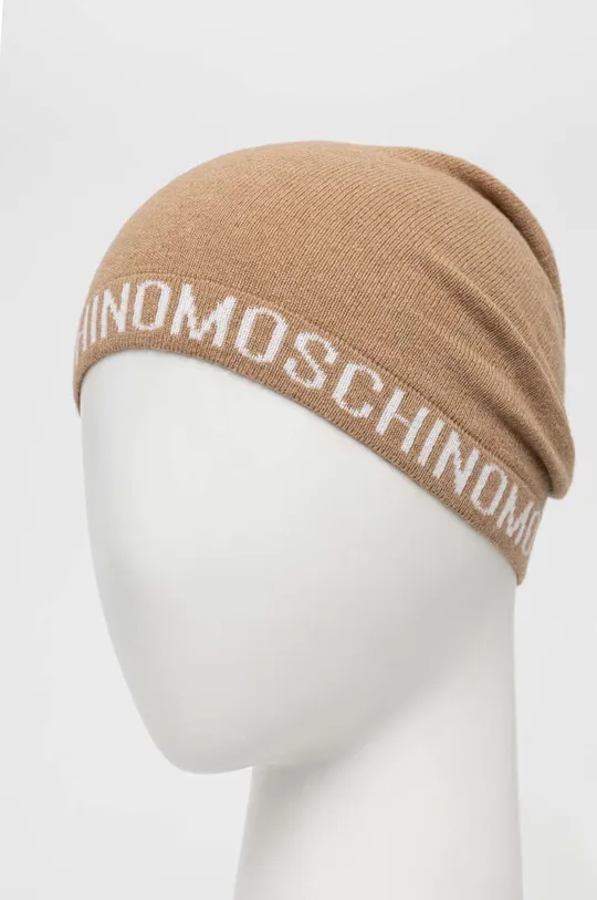 Moschino czapka wełniana brązowy