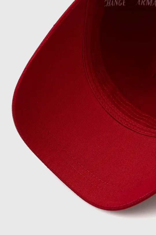 czerwony Armani Exchange czapka z daszkiem bawełniana