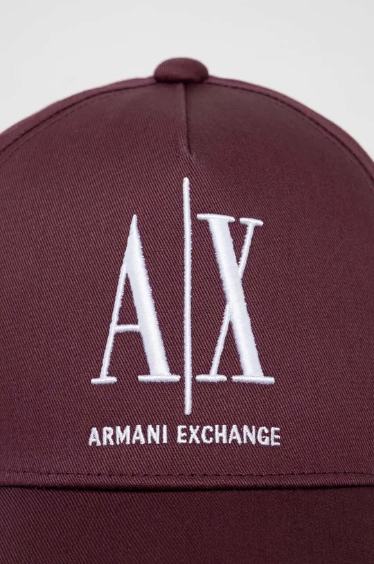 Βαμβακερό καπέλο του μπέιζμπολ Armani Exchange μπορντό