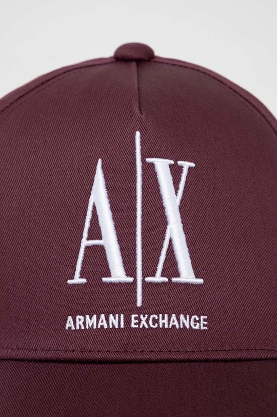 Armani Exchange czapka z daszkiem bawełniana bordowy