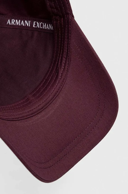 bordowy Armani Exchange czapka z daszkiem bawełniana