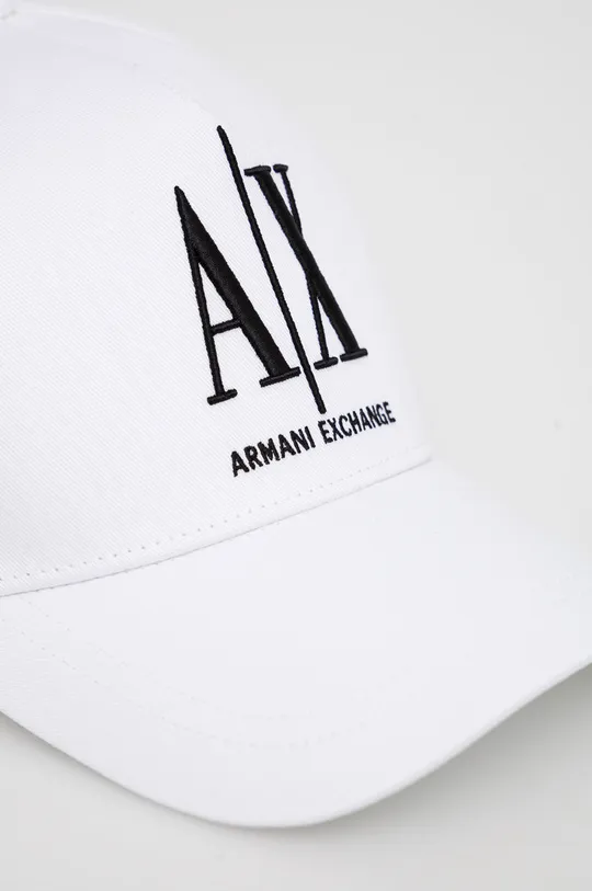 Armani Exchange czapka z daszkiem bawełniana biały