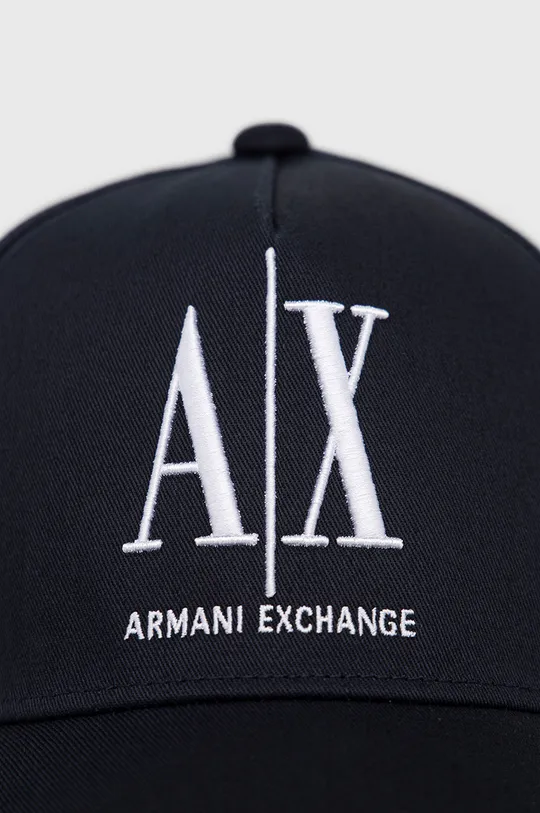 Armani Exchange czapka z daszkiem bawełniana granatowy