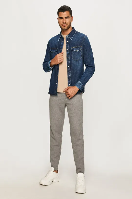 Calvin Klein Jeans - Rifľová košeľa  100% Bavlna