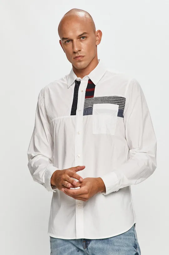 biela Desigual - Bavlnená košeľa Pánsky
