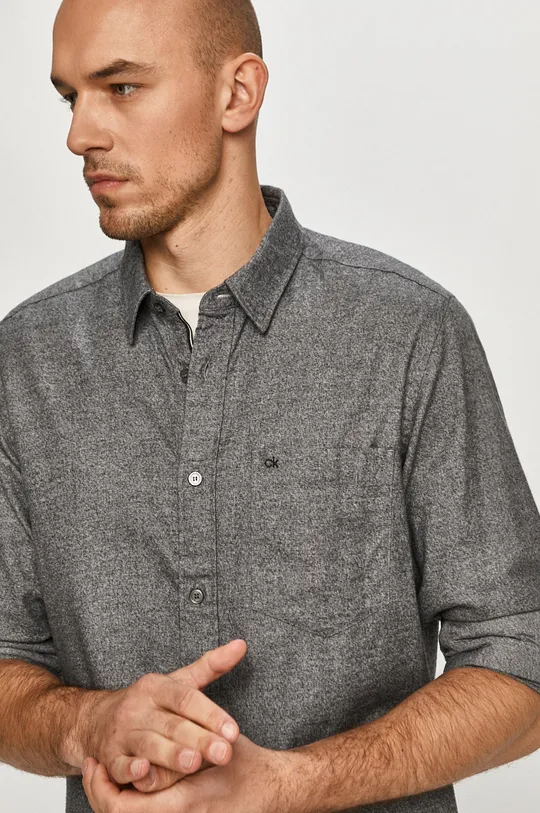 sivá Calvin Klein - Bavlnená košeľa Pánsky