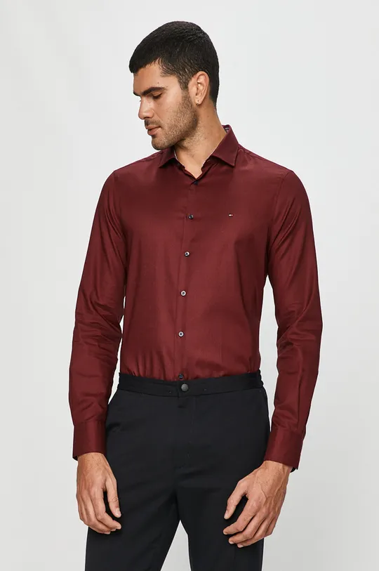 Tommy Hilfiger Tailored - Bavlnená košeľa burgundské