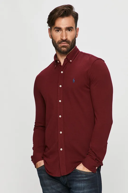 μπορντό Polo Ralph Lauren - Βαμβακερό πουκάμισο Ανδρικά