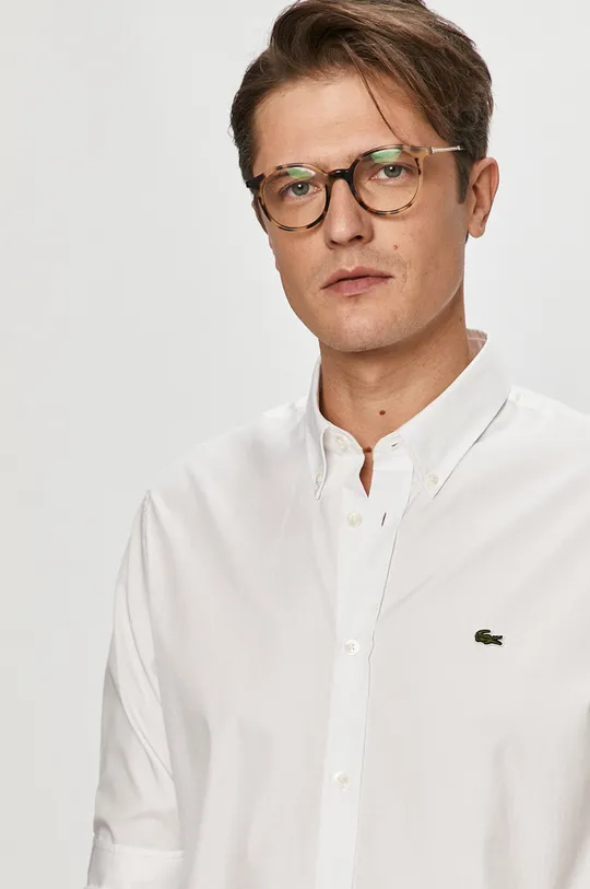 λευκό Lacoste - Βαμβακερό πουκάμισο
