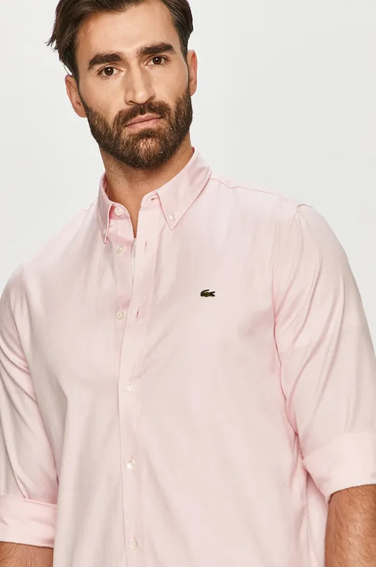 ροζ Lacoste - Βαμβακερό πουκάμισο Ανδρικά