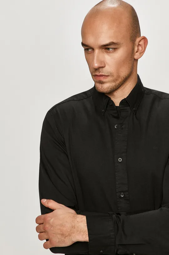 czarny Calvin Klein - Koszula bawełniana Męski
