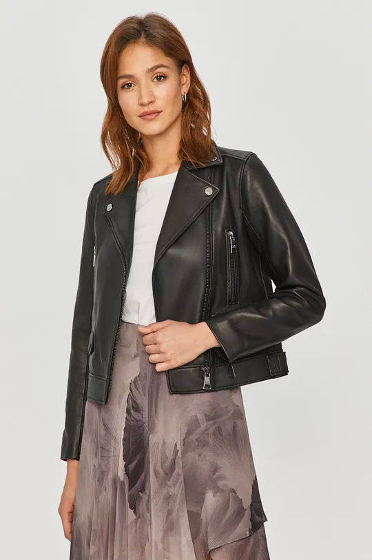 crna Karl Lagerfeld - Kožna jakna rokerica Ženski