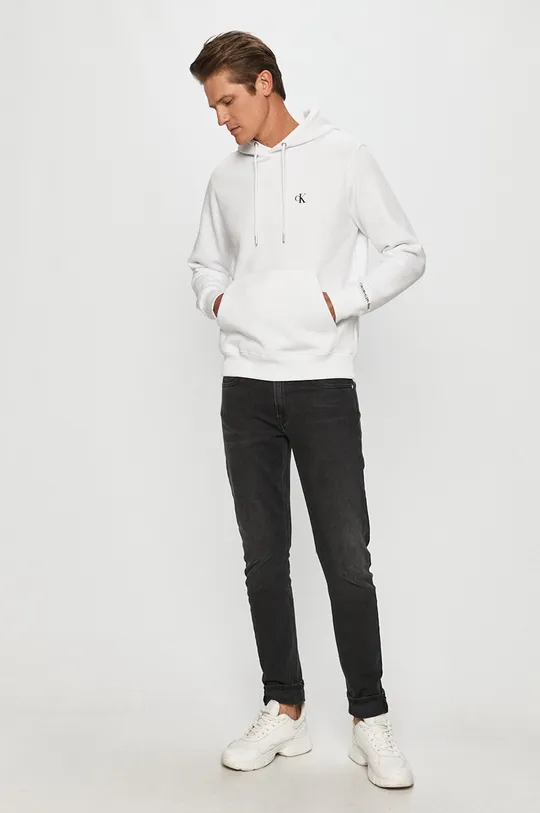 biały Calvin Klein Jeans - Bluza J30J315713 Męski