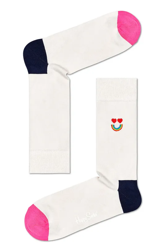 biela Happy Socks - Ponožky Embroidery Happy Rainbow Dámsky