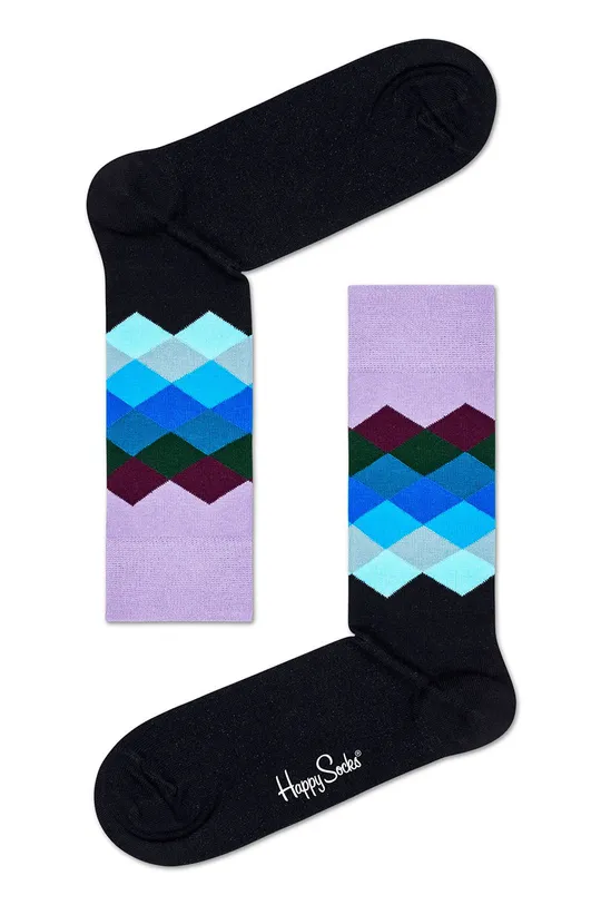 čierna Happy Socks - Ponožky Faded Diamond Sock Dámsky