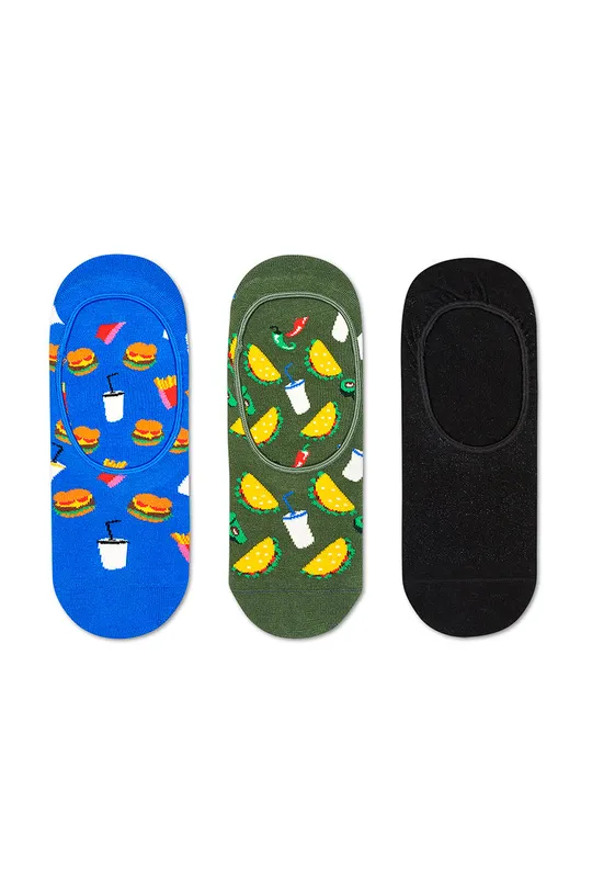 viacfarebná Happy Socks - Členkové ponožky Hamburger (3-pak) Pánsky
