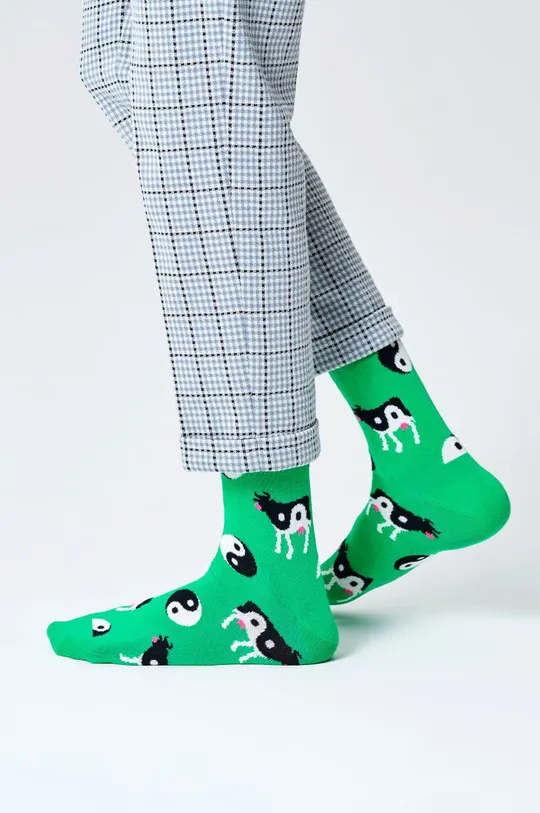 Happy Socks - Ponožky Ying Yang Cow zelená