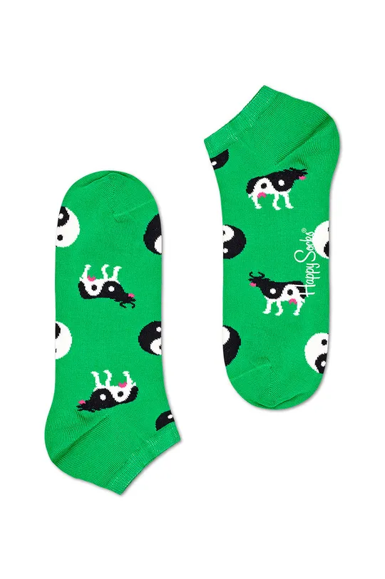 zelená Happy Socks - Členkové ponožky Yin Yang Cow Pánsky