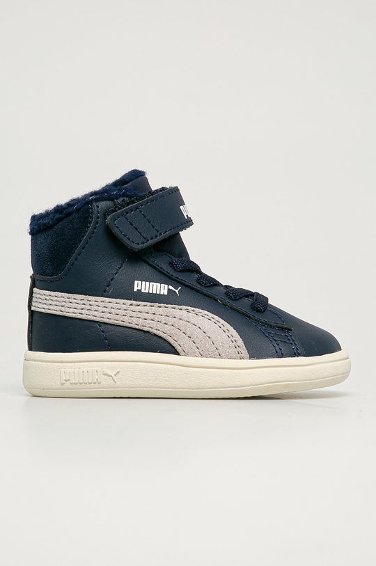 námořnická modř Puma - Dětské boty Smash v2 Mid L Fur V Inf 366899 Chlapecký