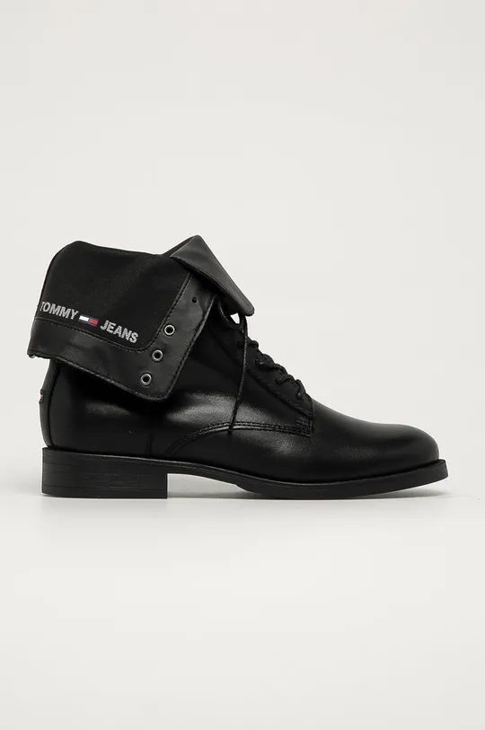 čierna Tommy Jeans - Kožené členkové topánky Dámsky
