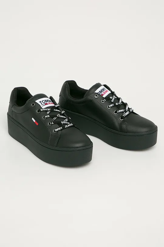 Tommy Jeans - Kožená obuv čierna