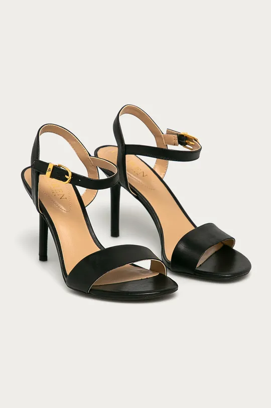 Lauren Ralph Lauren - Kožené sandále čierna
