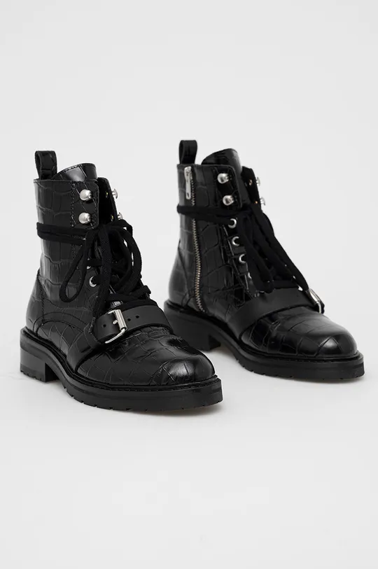 Členkové topánky AllSaints čierna