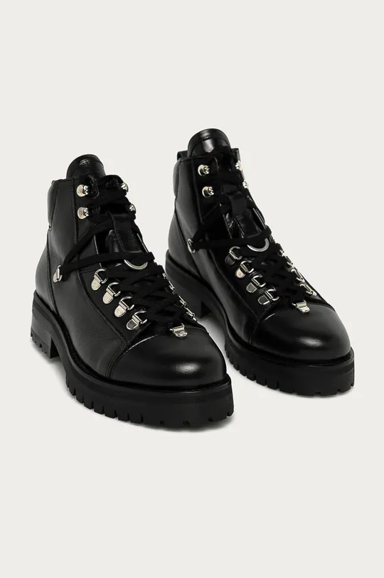 AllSaints - Kožené členkové topánky Lia čierna